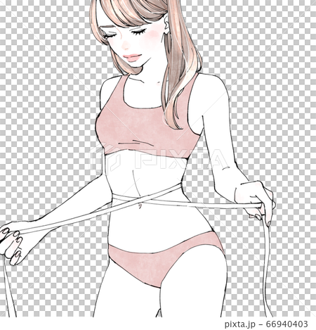 一個女人測量腰圍 66940403