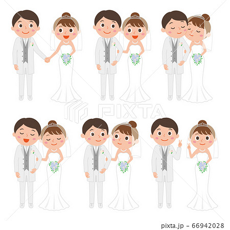 結婚式カップル全身のイラスト素材