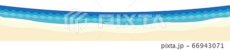 夏の海と波、砂浜をイメージしたシンプルなフッダーイラスト 66943071