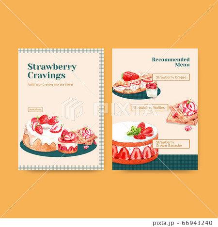 Menu template with strawberry baking design for 66943240