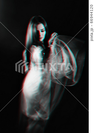 crazy portrait of a girl with mental disorders and schizophrenic diseases with blur crazy portrait of a girl with mental disorders and schizophrenic diseases with blur 66944120