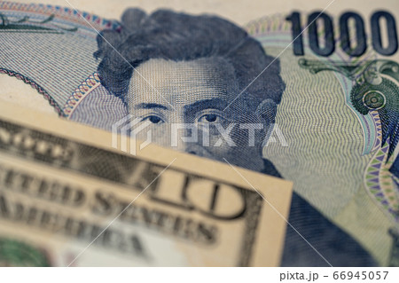 10ドル札と1000円札の野口英世の写真素材