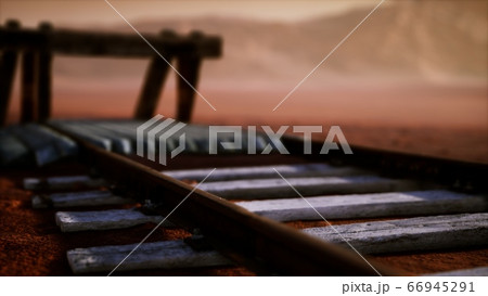 Abandoned railway tracks in the desert Abandoned railway tracks in the desert 66945291