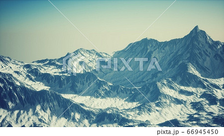 Aerial View Of The Alps Mountains In Snowのイラスト素材