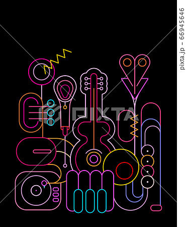 Music Instruments Neon Colors Design Music Instruments Neon Colors Design 66945646