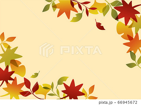 秋の落ち葉フレームイラストのイラスト素材