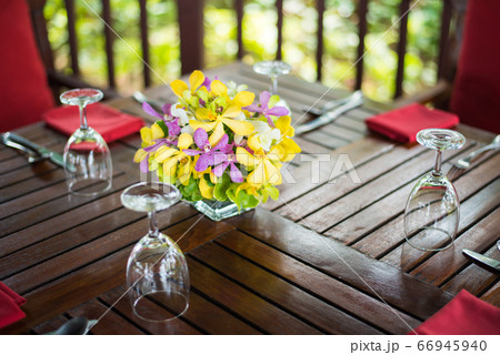 colorful orchid decor on India wedding dinner colorful orchid decor on India wedding dinner 66945940
