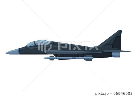 Military Black Aircraft Fighter, Modern Jet, Special Aviation Transport Flat Vector Illustration Military Black Aircraft Fighter, Modern Jet, Special Aviation Transport Flat Vector Illustration 66946602