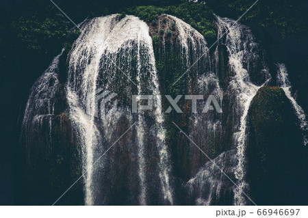 Dark and moody cinematic scenery of Ban Gioc or  Detian Falls in Cao Bang, Vietnam during the winter season 66946697