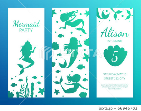 Mermaid Party Banner Template with Cute Aquatic Nature Elements, Under the Sea Theme Birthday Party Greeting, Invitation Card, Flyer Vector Illustration Mermaid Party Banner Template with Cute Aquatic Nature Elements, Under the Sea Theme Birthday Party Greeting, Invitation Card, Flyer Vector Illustration 66946703