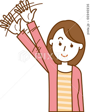 手を振っている若い女性のイメージイラストのイラスト素材