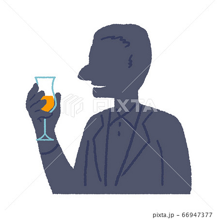 人物シルエット　お酒を楽しむ人　男性C2 66947377
