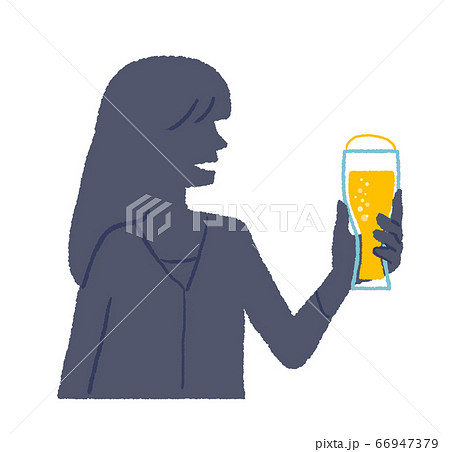 人物シルエット お酒を楽しむ人 女性a1のイラスト素材