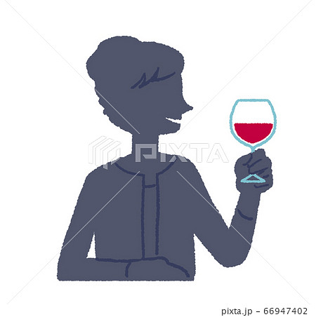人物シルエット お酒を楽しむ人 女性a2のイラスト素材