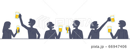 人物シルエット お酒を飲む人々 1 ビールのみのイラスト素材