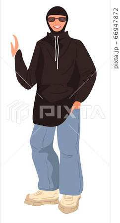 Muslim woman dressed in hip hop style vector 66947872