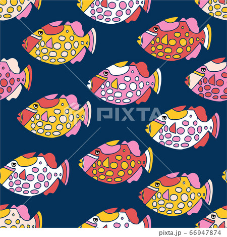 Fishes Seamless Vector Pattern Colorful Ocean のイラスト素材