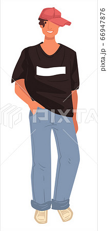 Male character wearing hip hop hipster clothes vector 66947876
