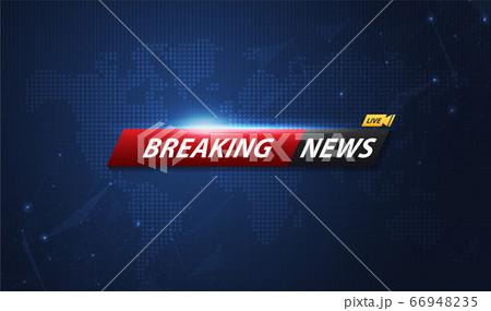 Breaking News template title with shadow on world map background for screen TV. vector design. 66948235