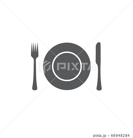 Plate,fork and knife icon on white background Plate,fork and knife icon on white background 66948284