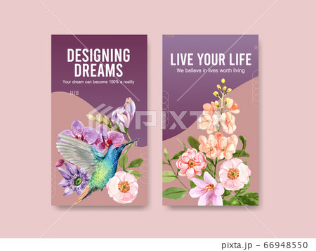 Instagram Template With Summer Flower Conceptのイラスト素材