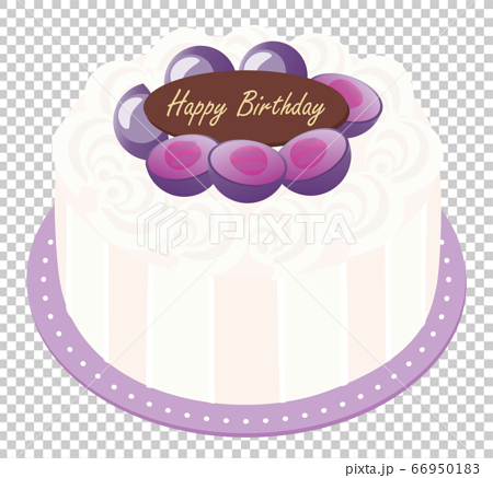 ブドウと生クリームのお誕生日ケーキのイラスト素材