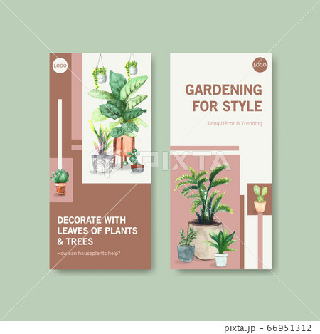 Summer plants flyer template design for 66951312