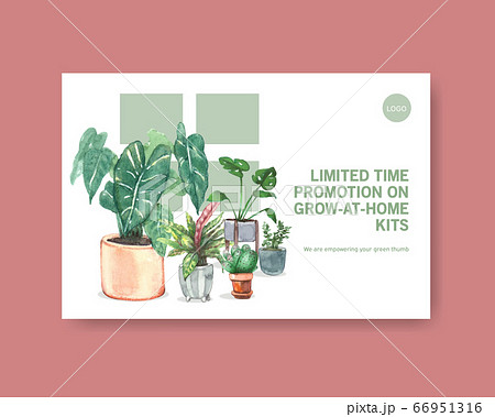 Facebook template with summer plants design for 66951316
