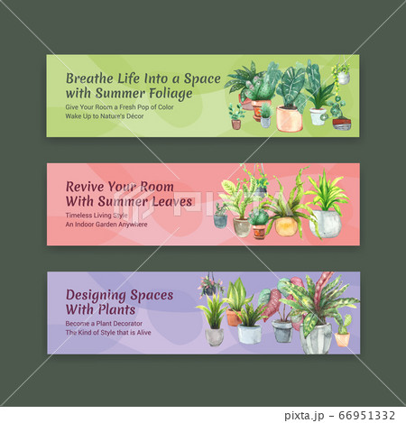 Summer plants banner template design 66951332