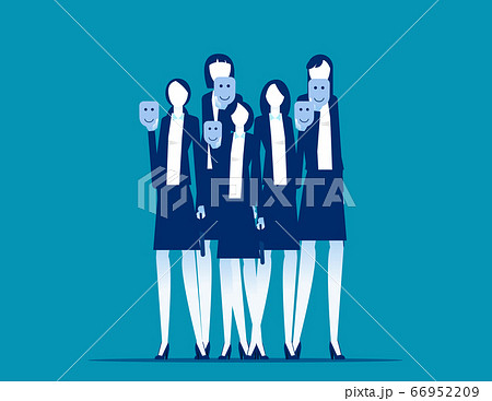 Group of people covering their face with marks. 66952209