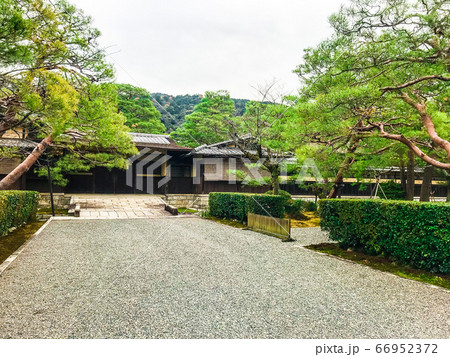 庭 寺 和風 建物 松の木の写真素材