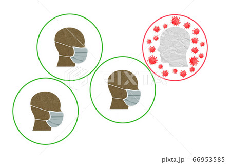 Human male head paper wearing face mask. New Human male head paper wearing face mask. New 66953585