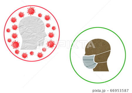 Human male head paper wearing face mask. New Human male head paper wearing face mask. New 66953587