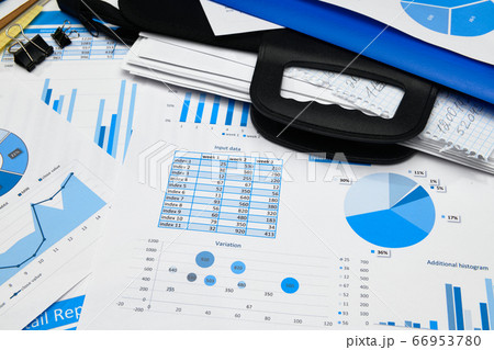 business office desk closeup - financial reports, business office desk closeup - financial reports, 66953780