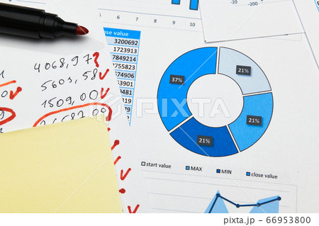 business office desk closeup - financial reports, business office desk closeup - financial reports, 66953800