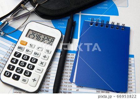 business office desk closeup - financial reports, business office desk closeup - financial reports, 66953822