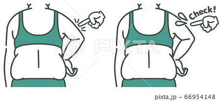 肥満の女性の二の腕と背中 チェック 2色のイラスト素材