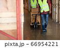 two worker mens pull handling with packing pastel 66954221