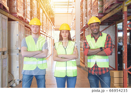 Mixed raced caucasian men and woman workers in 66954235