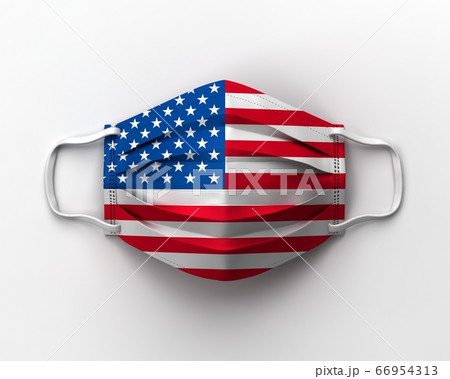アメリカ国旗のマスクのイラスト素材