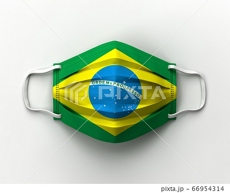 ブラジル国旗のマスクのイラスト素材