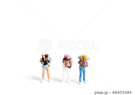 Miniature Backpacker  isolated on white background 66955484