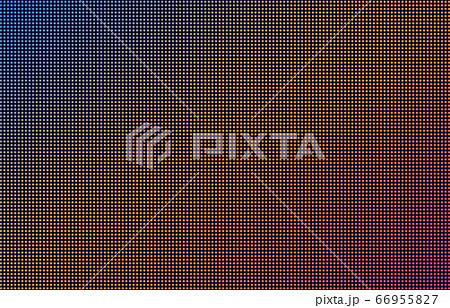 LED screen gradient background, blue, orange and pink monitor dots. Close-up of the macrotexture of the display. 66955827