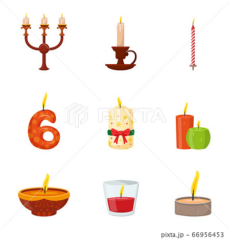 Burning candles different shapes and design set 66956453