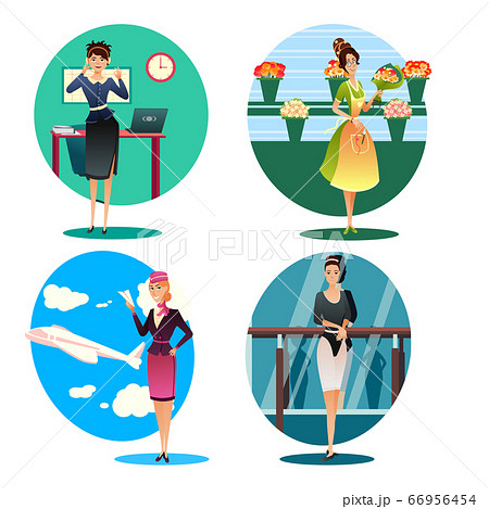 Beautiful women different professions portrait set 66956454