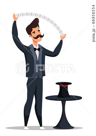 Magician shows tricks with gaming cards 66956554