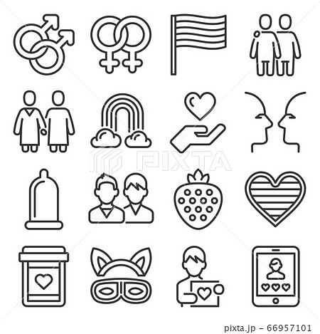 Lgbt Icons Set On White Background Line Style のイラスト素材