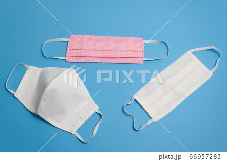 Three colored reusable medical masks, isolated 66957283