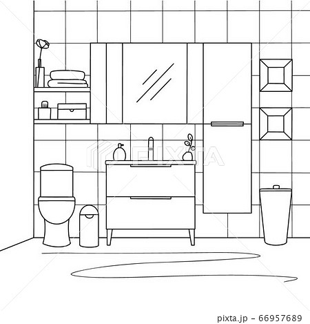 Sketch the bathroom. Toilet bowl, bathroom Sketch the bathroom. Toilet bowl, bathroom 66957689