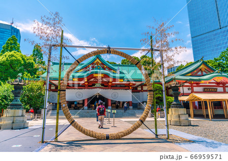 日本の東京都市景観　日枝神社・茅の輪くぐり＝6月30日 66959571